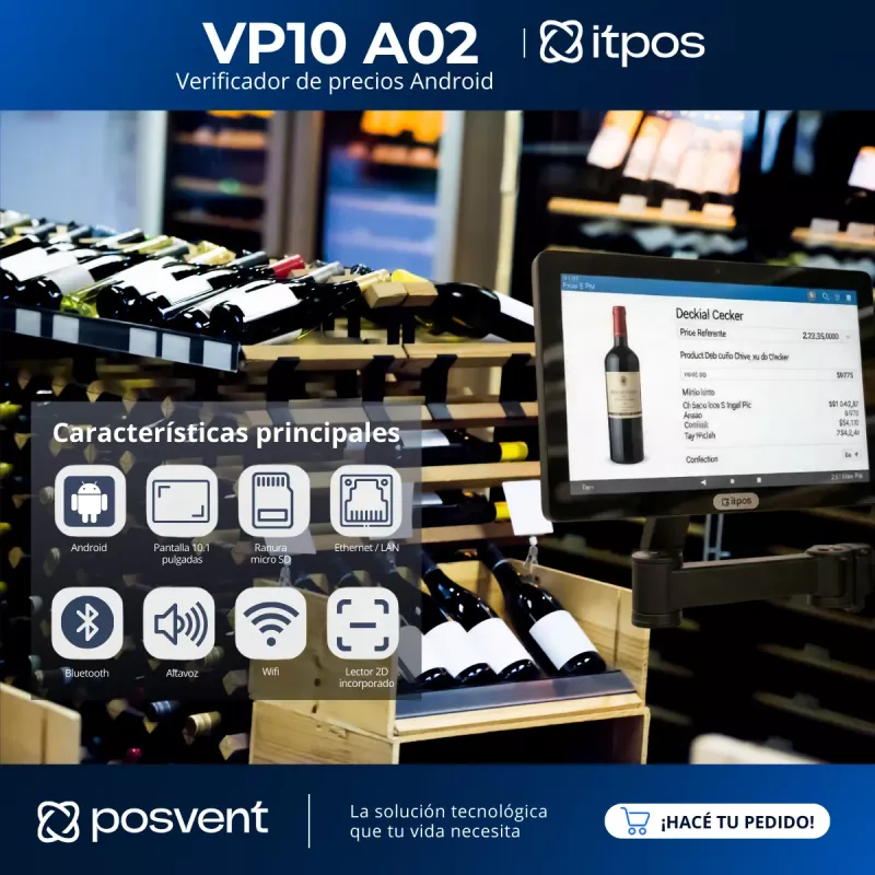 Verificador de Precios Itpos Vp10 A02 10.1 Android Bt Wifi