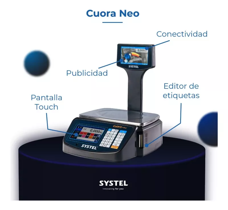 Balanza Systel Cuora Neo 30kg Ticket Etiqueta Pantalla Tactil Usb Ethernet Wifi