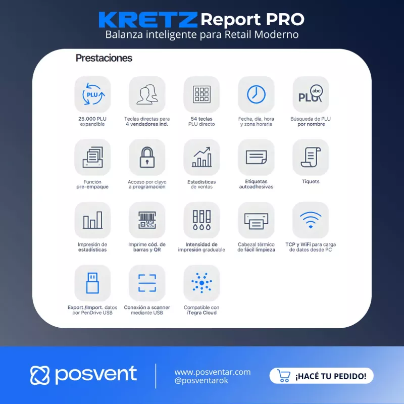 Balanza Kretz Report Pro 30kg Ticket Etiqueta Usb Ethernet Wifi