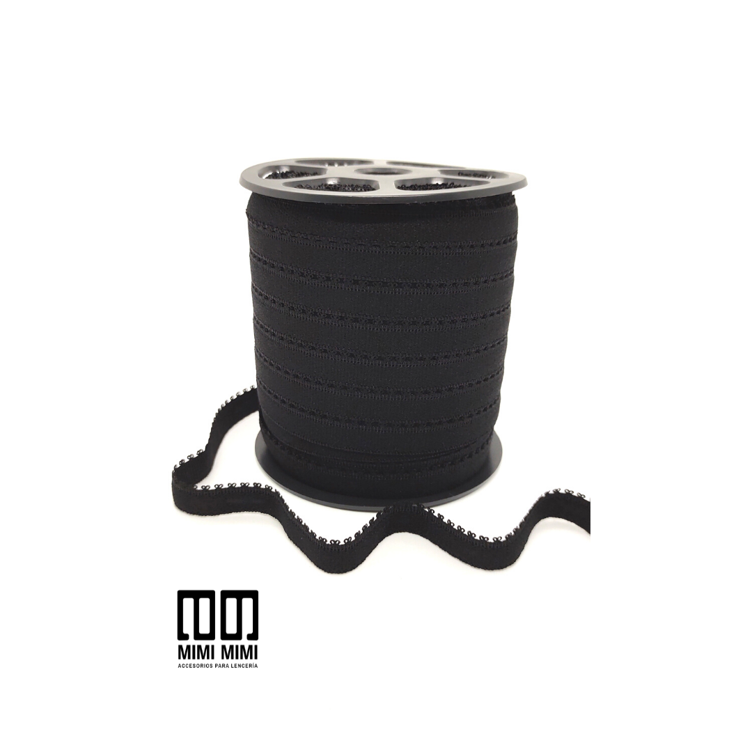 BAJO BUSTO 11MM FRESIA (ZANOTTI) NEGRO (ROLLO COMPLETO X 50MTS)