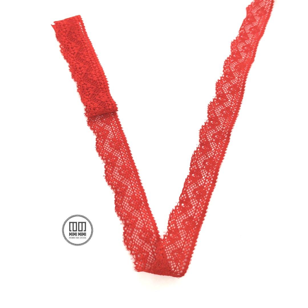 PUNTILLA ELASTIZADA 2.5CM ANITA ROJO (ROLLO COMPLETO 600MTS APROX)