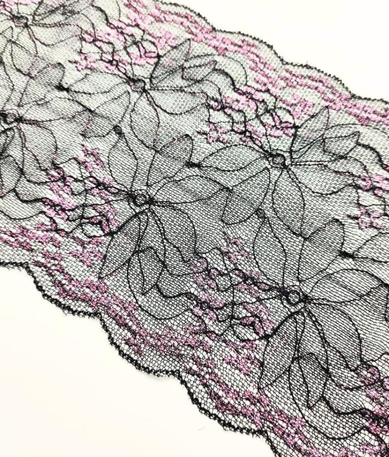 PUNTILLA 18CM BICOLOR MARIA NEGRO ROSA