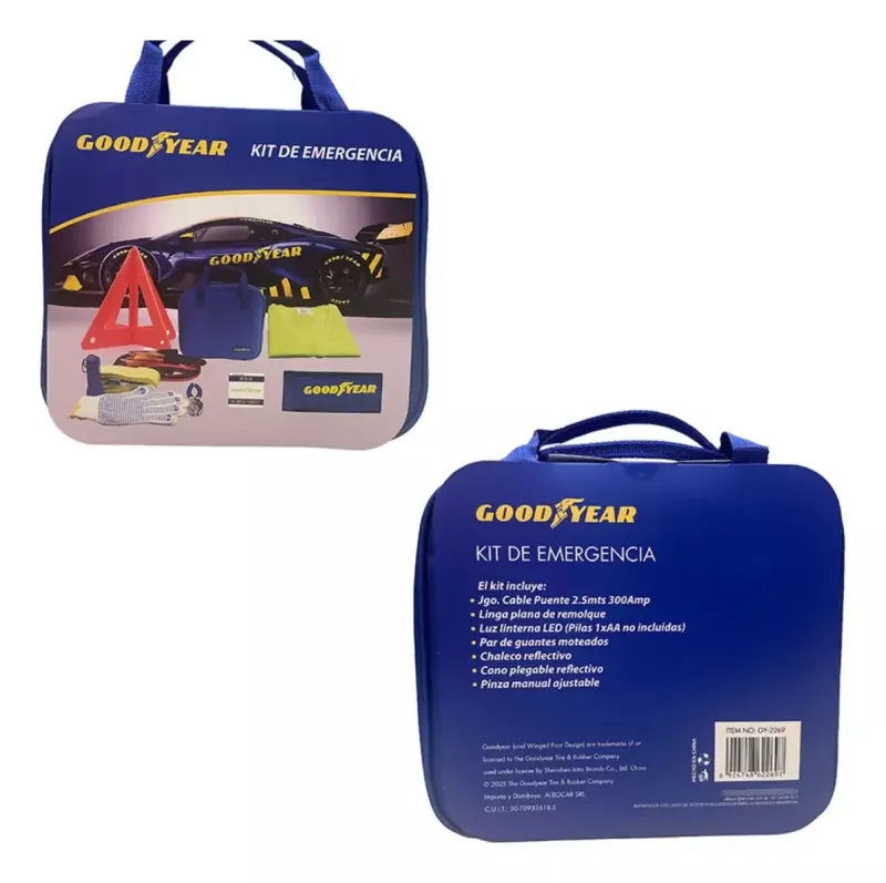 Kit Seguridad Emergencia Auto 8 En 1 Goodyear En Bolso