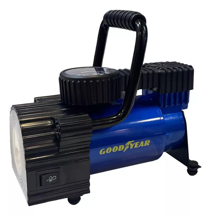Compresor Aire Auto Camioneta Moto Goodyear C/ Manometro Azul Monofásica