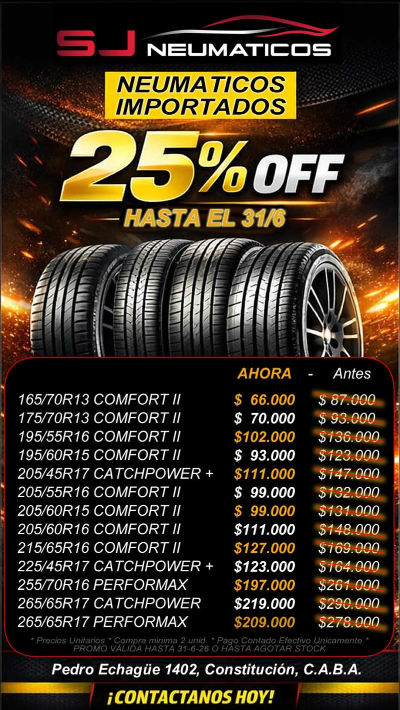 Siper Ofertas 25% Off Neumaticos Importados