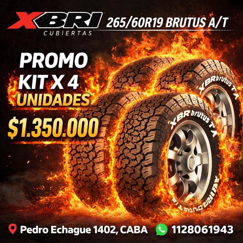 KIT X 4 UNIDADES DE NEUMATICOS 265/60R19 XBRI BRUTUS A/T