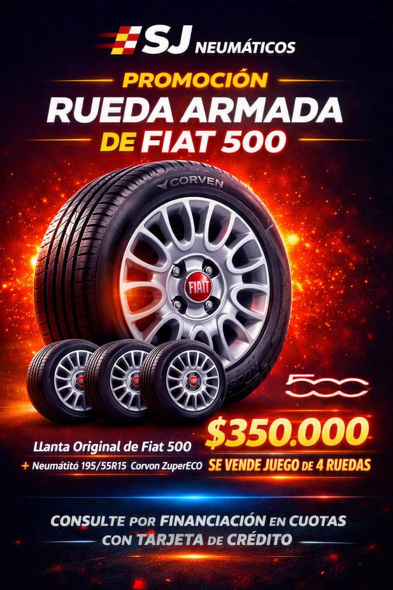 Rueda Armada de Fiat 500  Llanta 15" Orig + 195/55R15 Corven