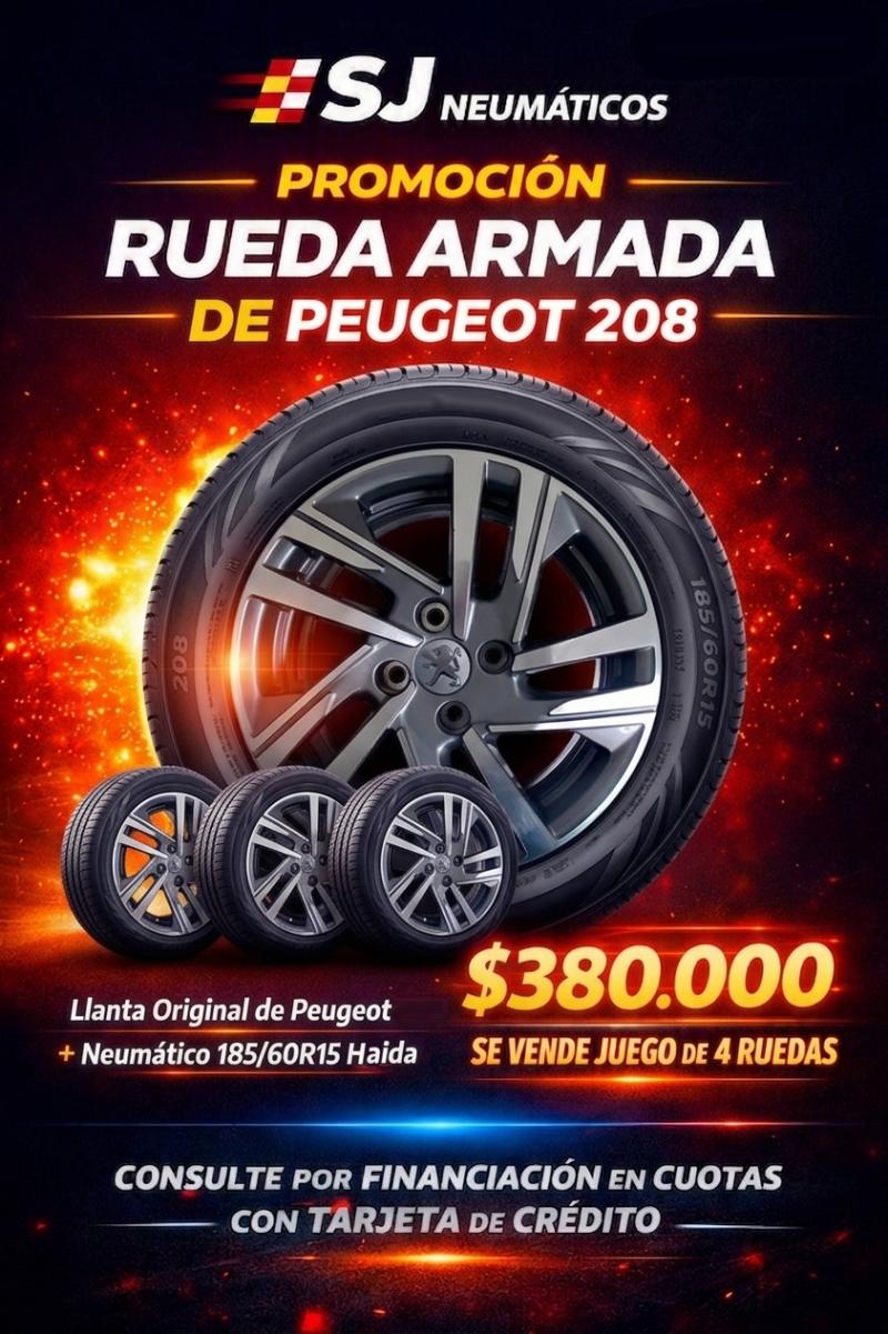 Rueda Armada de Peugeot 208 Llanta 15" Orig + 185/60R15 Haida