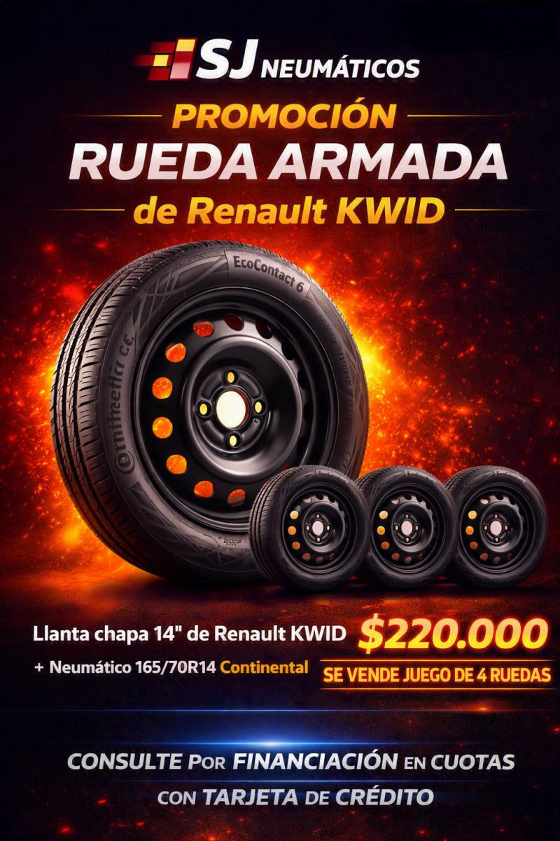Rueda Armada de Renault Kwid 14" Orig + 165/75R14 Continental