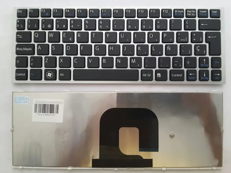 Teclado Sony VPC-YA VPC-YB marco plateado Negro Español