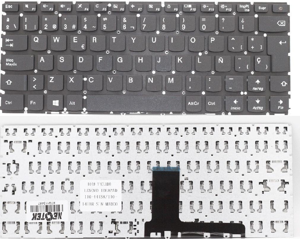 Teclado Lenovo 110-14 110-14ISK 110-14IBR s/marco negro español
