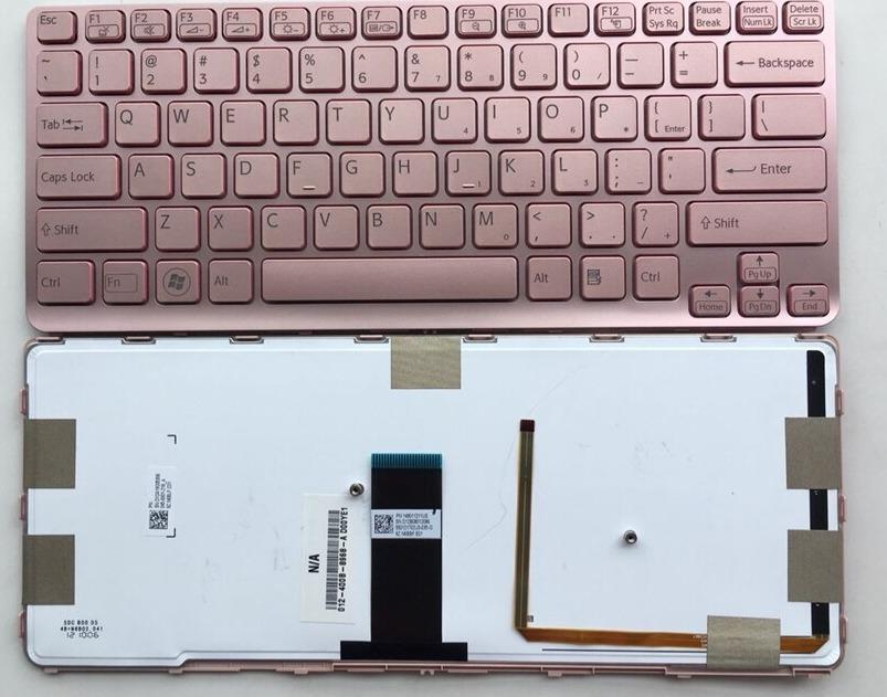 Teclado Sony SVE14A con marco retroiluminado violeta Plateado Español