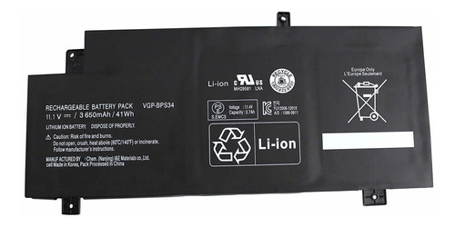 Bateria compatible Sony Vaio SVF14A SVF15A VGP-BPS34 VGP-BPS34 VGP-BPL34