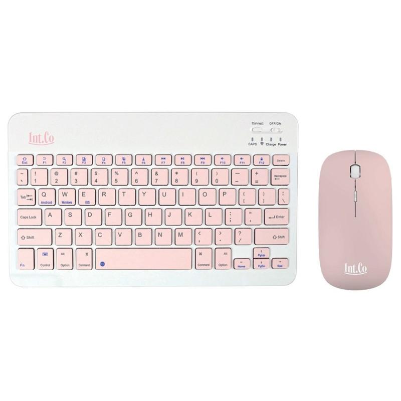 Kit Teclado y Mouse Bluetooth Color Rosa Combo Notebook Celular Tablet Intco Rdkm-906 ROSA