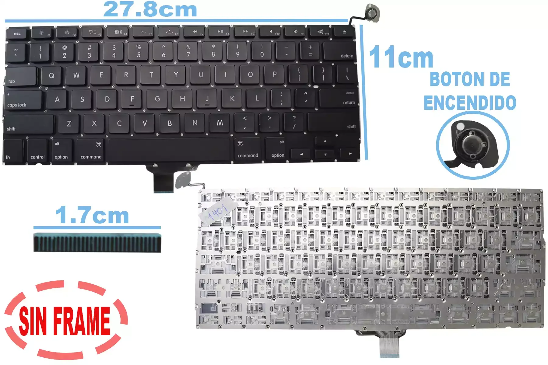 Teclado Apple A1278 Negro Inglés