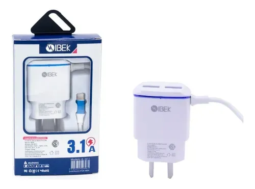 Cargador IBEK 2USB Lightning iPhone Carga Rápida