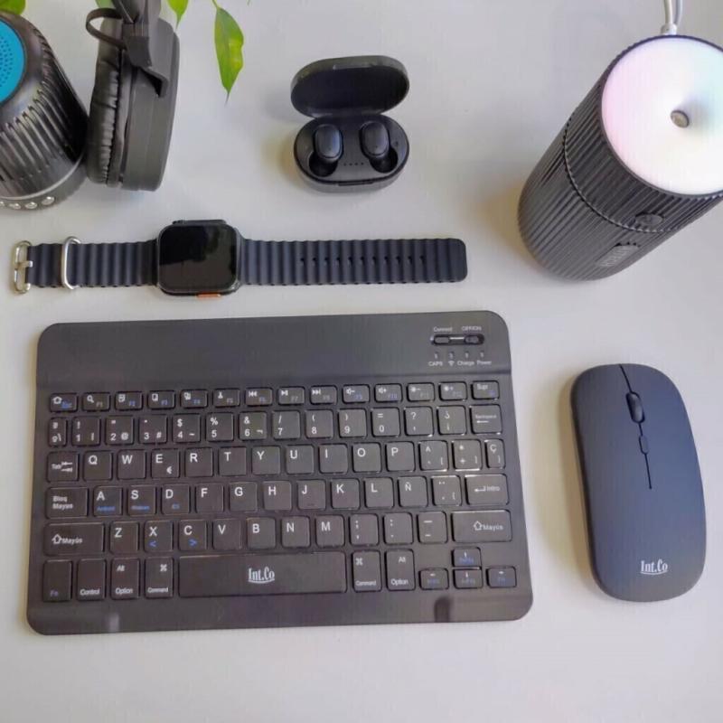 Teclado Mouse Bluetooth Color Negro Combo Notebook Celular Tablet IntCo RDKM-906