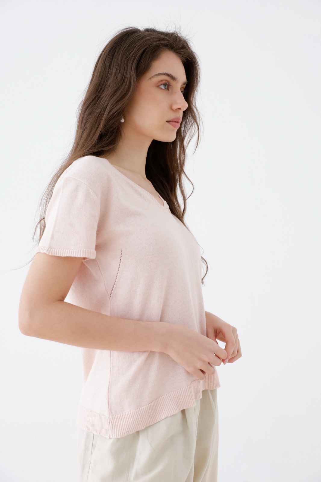 Sweater Lucia Manga Corta En V Con Botones