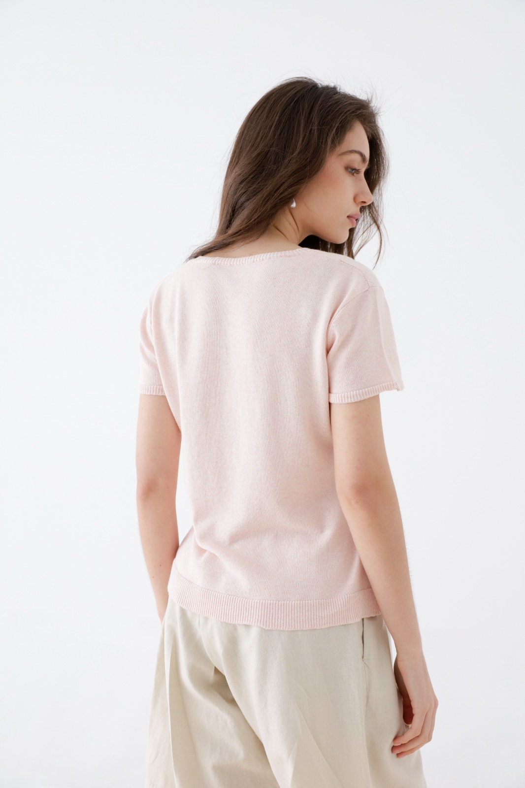 Sweater Lucia Manga Corta En V Con Botones