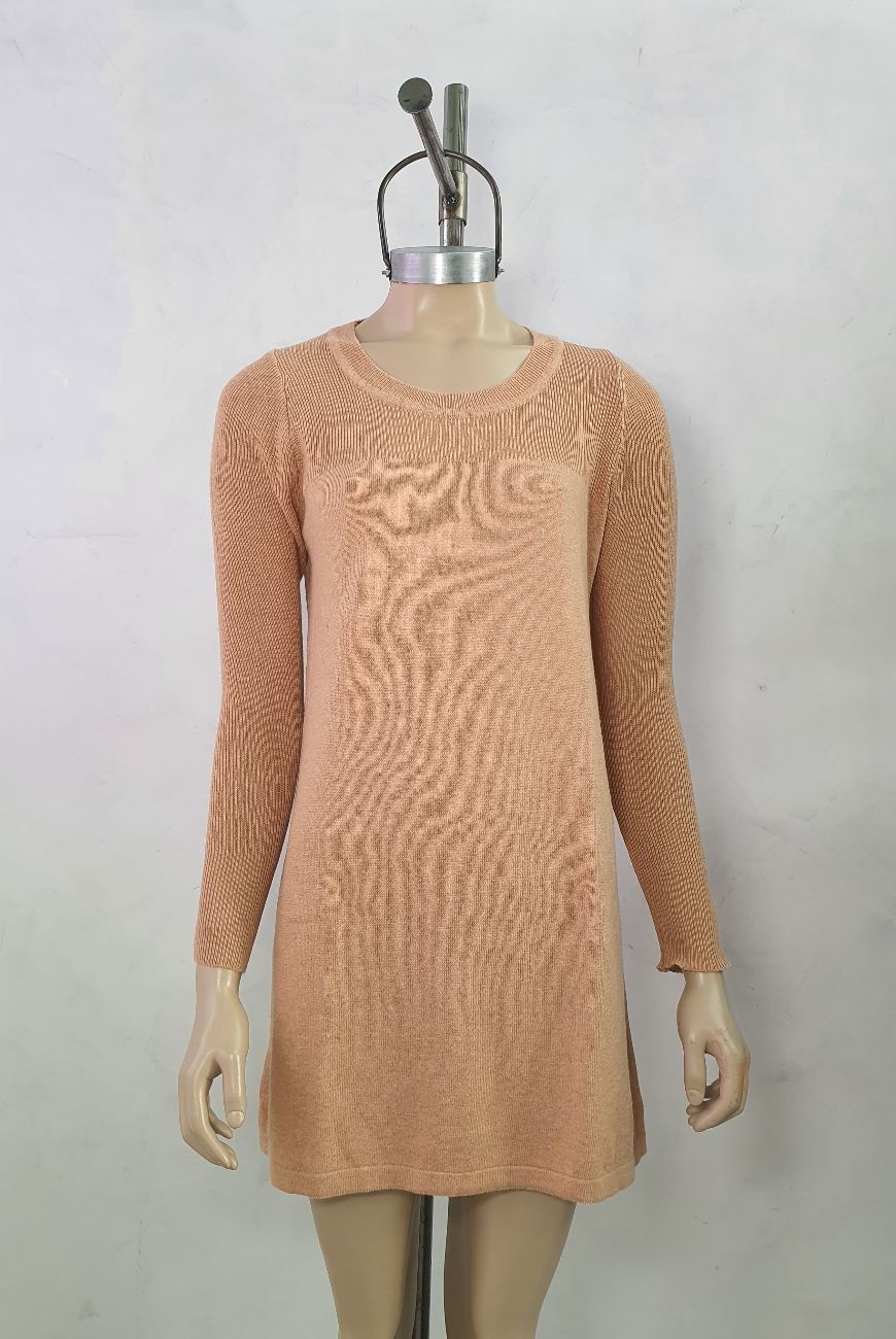 Vestido Lana Liso Combinado Con Morley