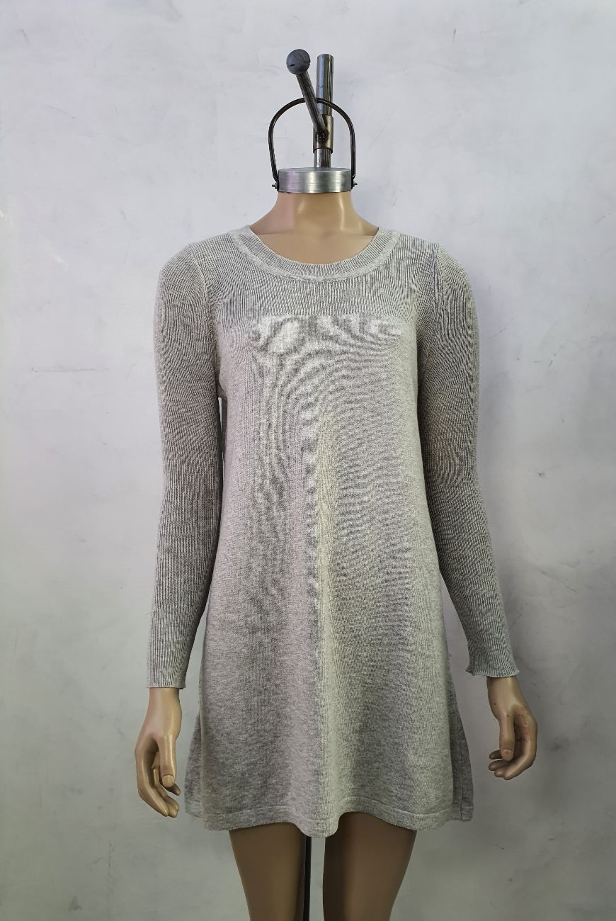 Vestido Lana Liso Combinado Con Morley