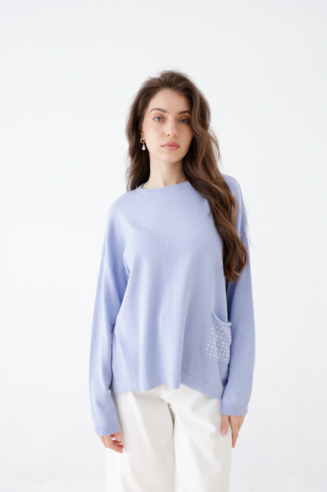 Sweater Rafaela Con Bolsillo Y Tacha