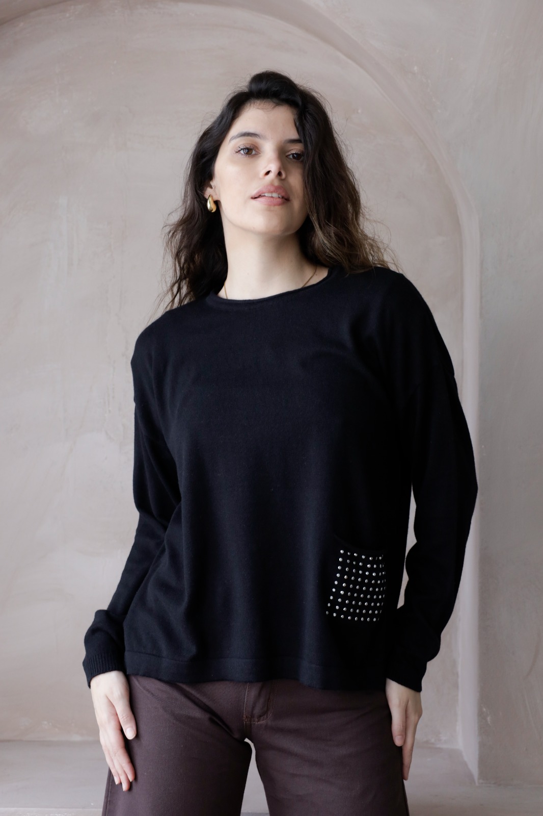 Sweater Rafaela Con Bolsillo Y Tacha