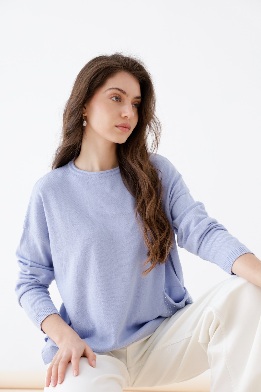 Sweater Rafaela Con Bolsillo Y Tacha