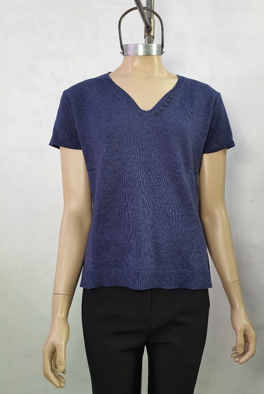 Sweater Lucia Manga Corta En V Con Botones