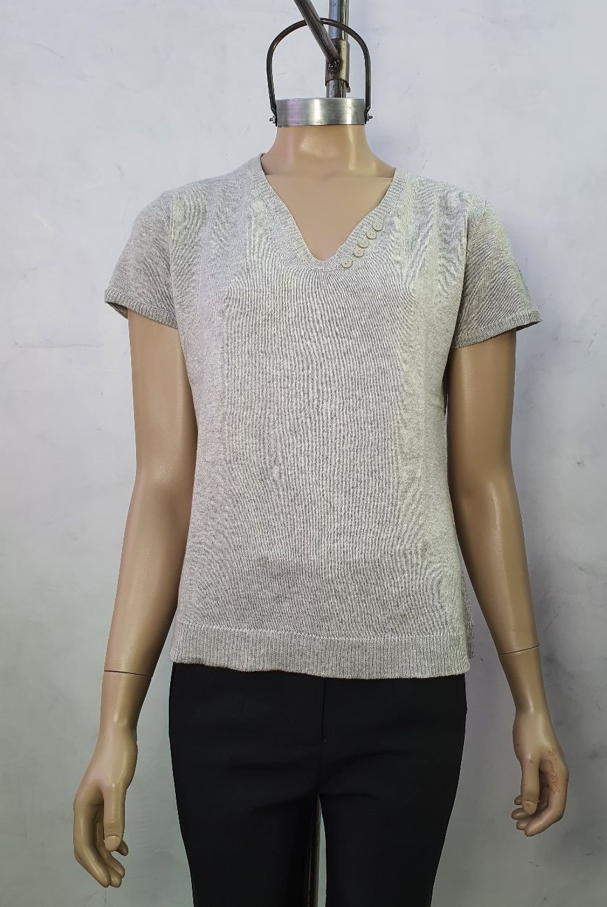 Sweater Lucia Manga Corta En V Con Botones