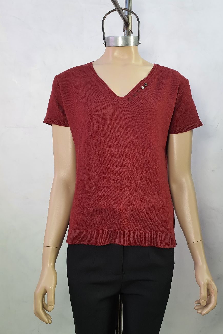 Sweater Lucia Manga Corta En V Con Botones