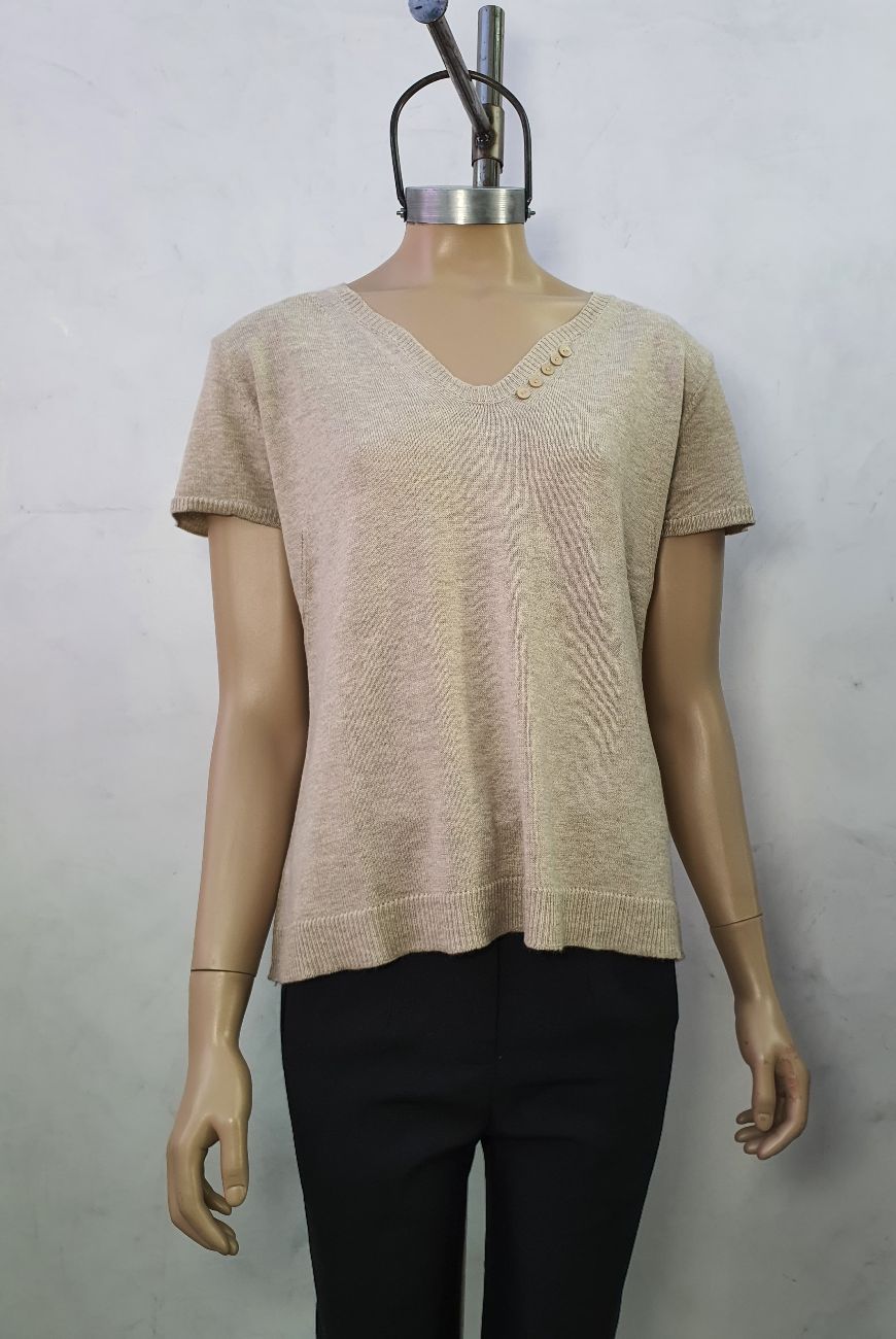 Sweater Lucia Manga Corta En V Con Botones