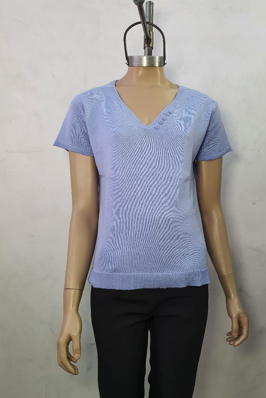 Sweater Lucia Manga Corta En V Con Botones