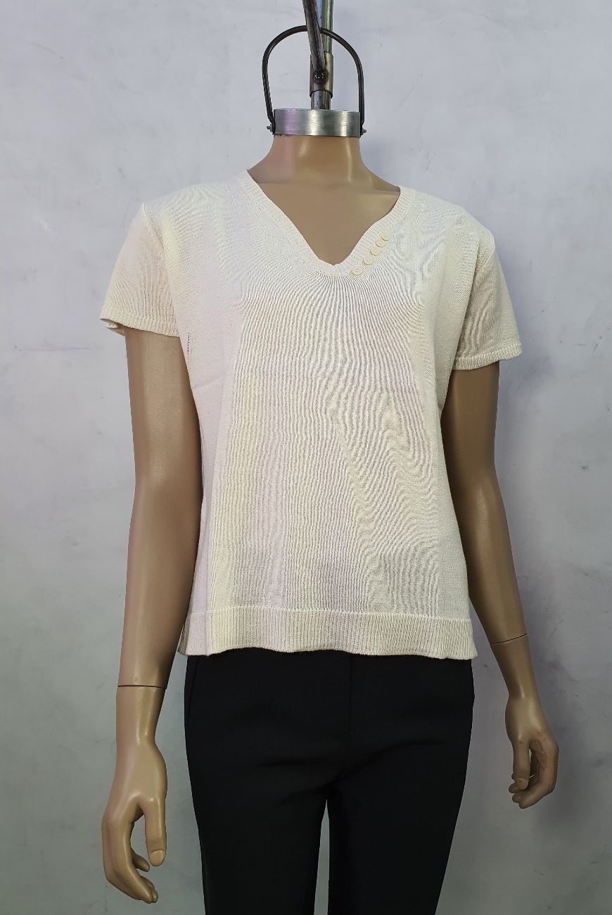 Sweater Lucia Manga Corta En V Con Botones