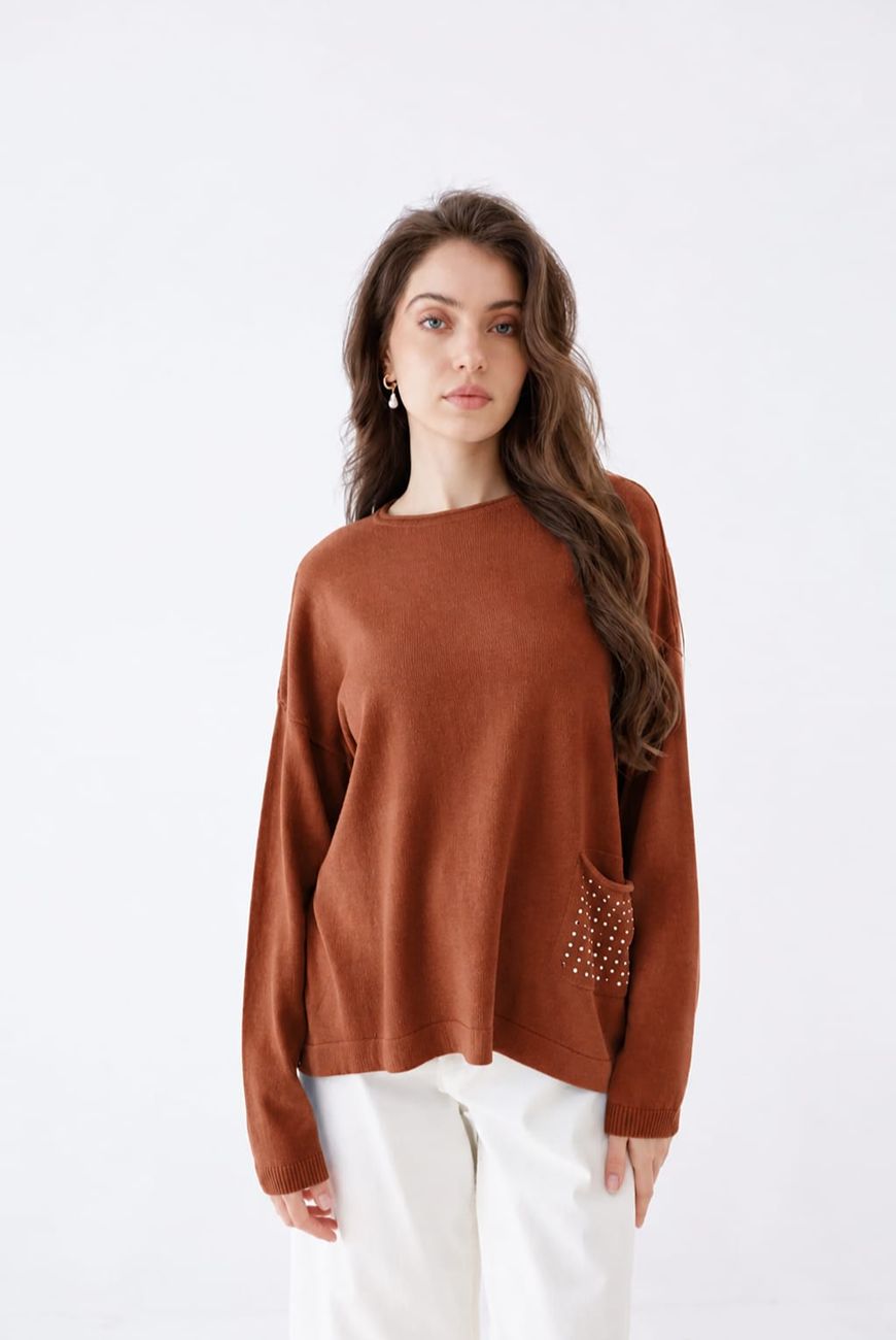 Sweater Rafaela Con Bolsillo Y Tacha