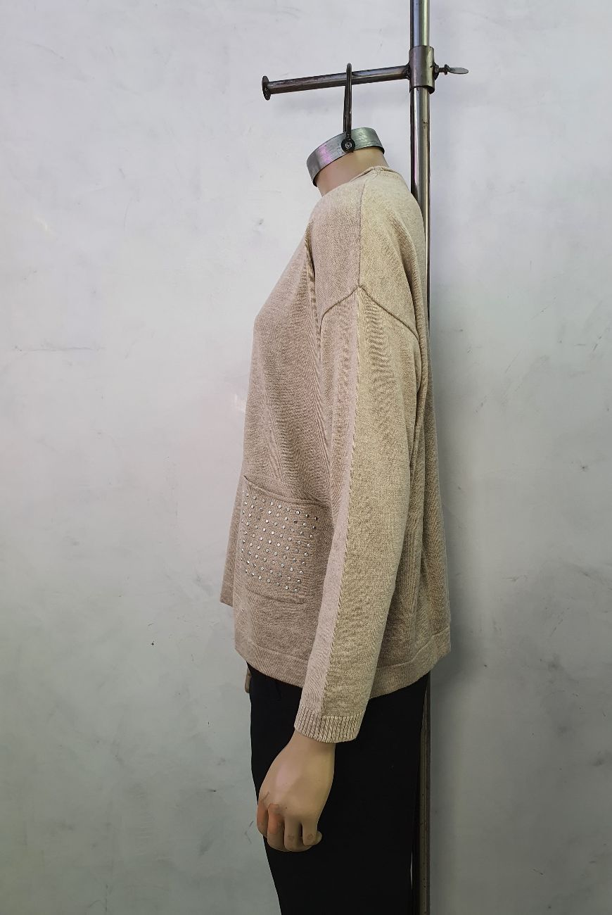 Sweater Rafaela Con Bolsillo Y Tacha