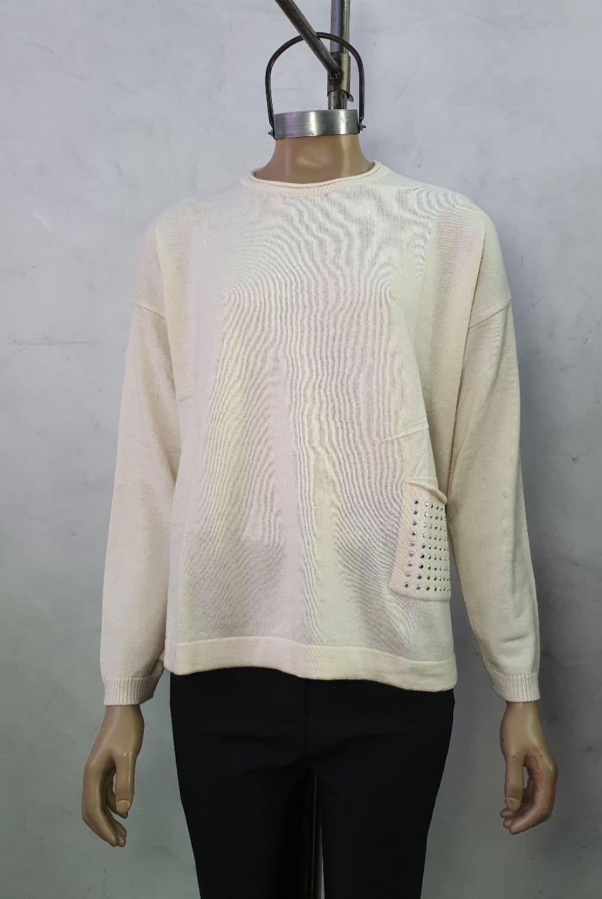 Sweater Rafaela Con Bolsillo Y Tacha