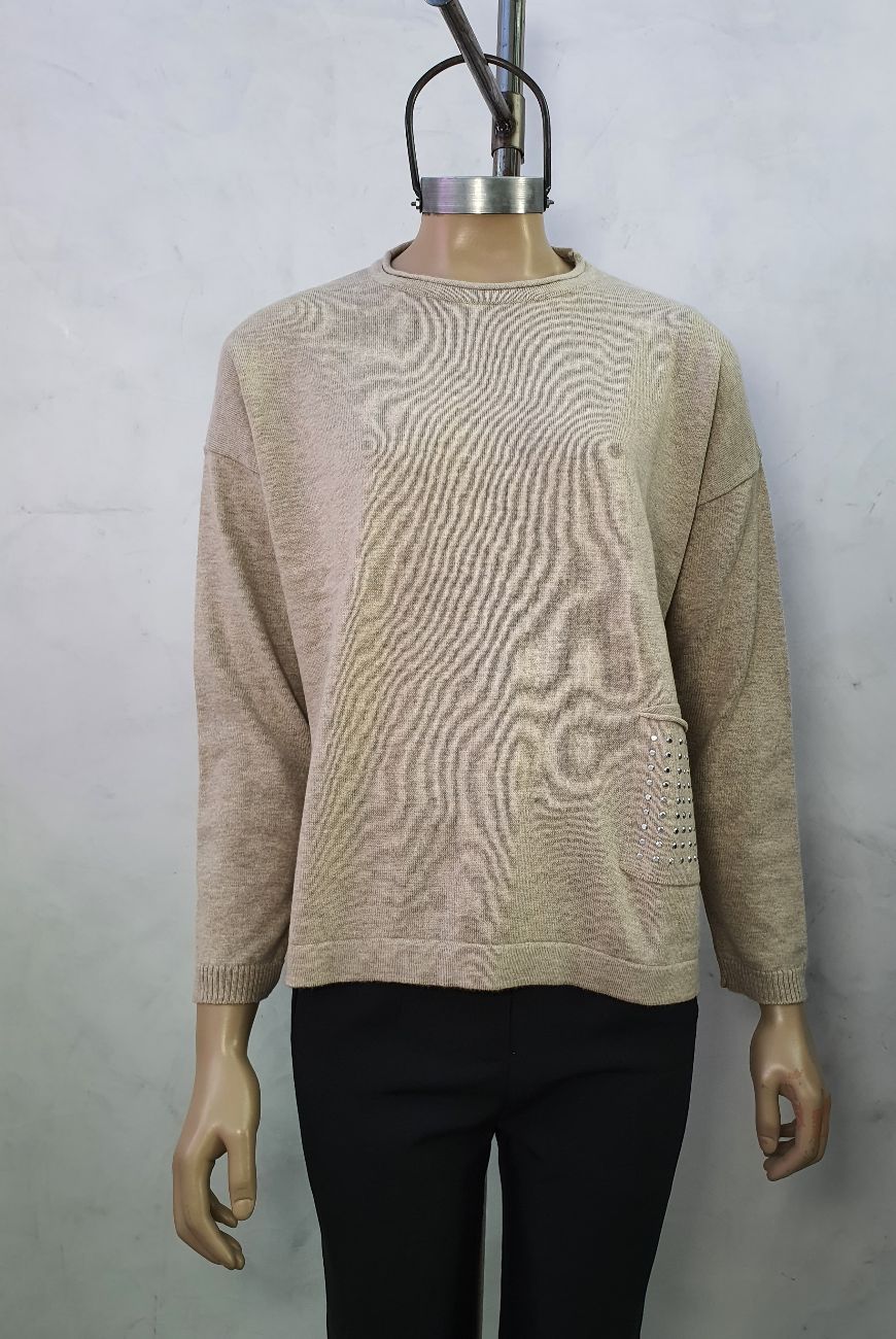 Sweater Rafaela Con Bolsillo Y Tacha