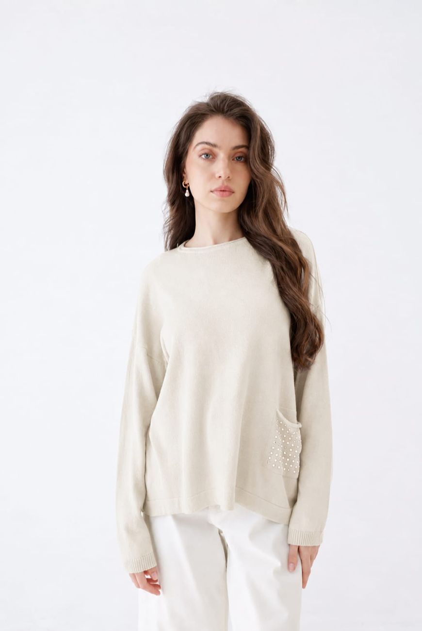Sweater Rafaela Con Bolsillo Y Tacha