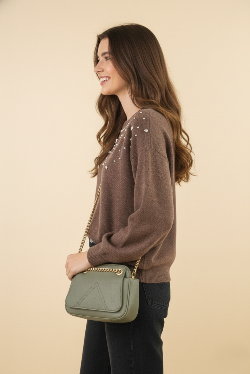 Sweater Canela Con Piedras