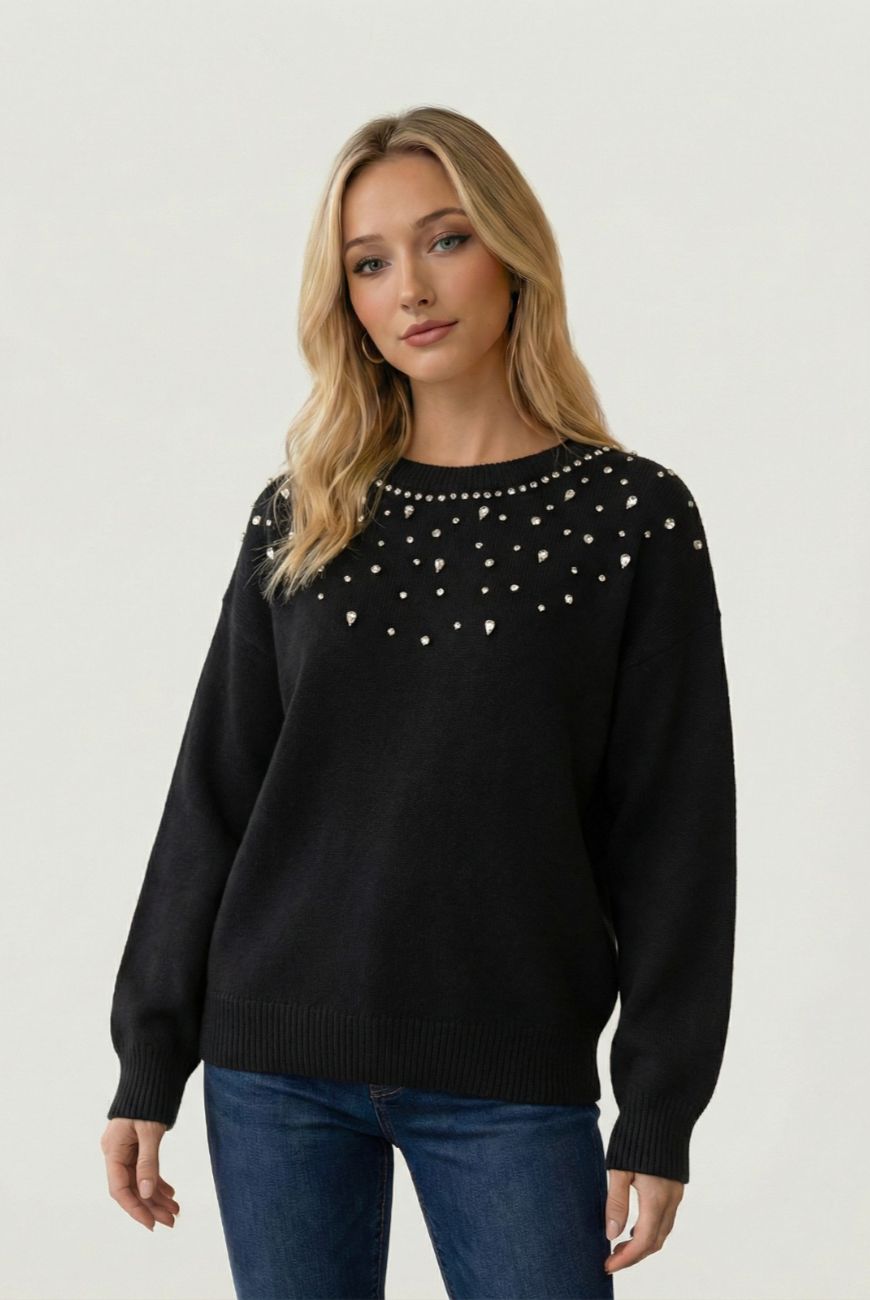 Sweater Canela Con Piedras