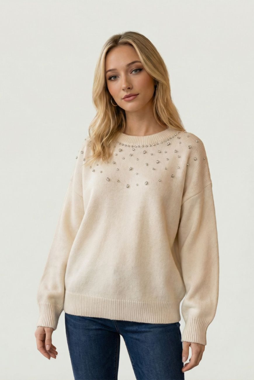 Sweater Canela Con Piedras