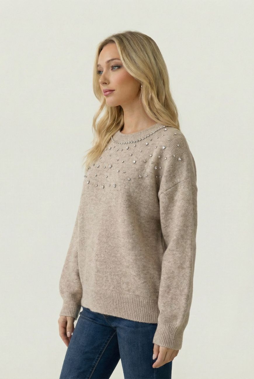Sweater Canela Con Piedras