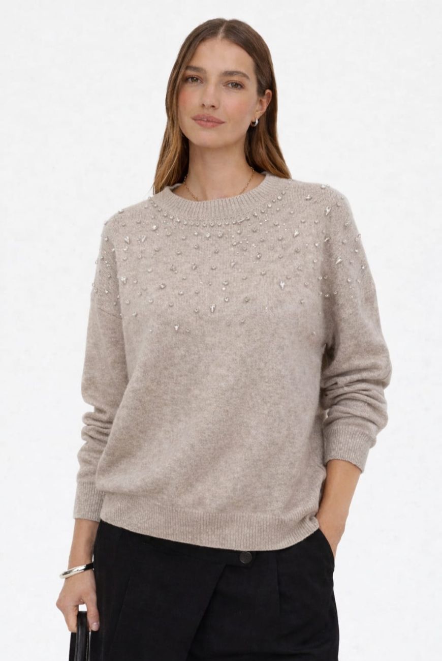 Sweater Canela Con Piedras