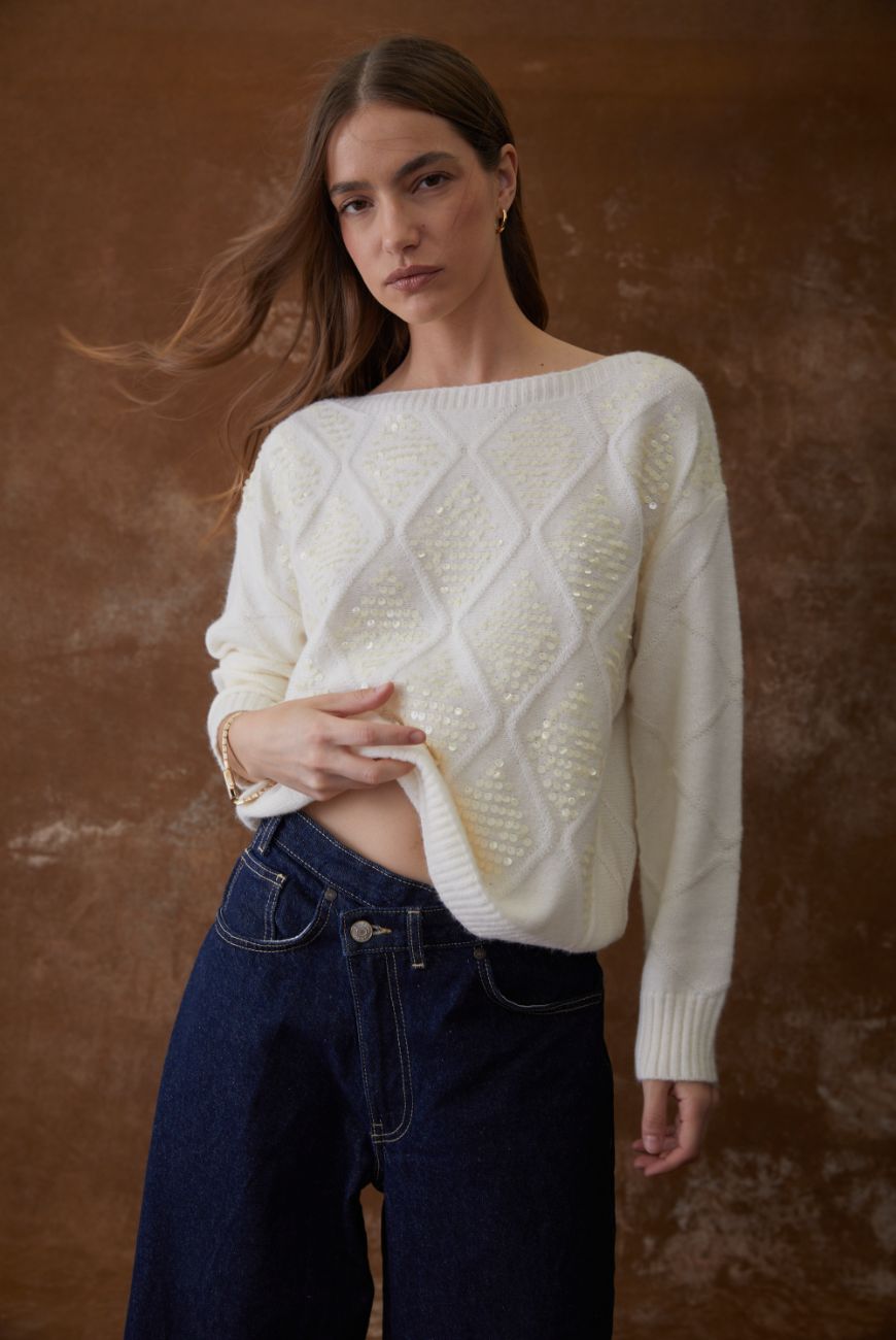 Sweater Confort Luna Con Lentejuelas