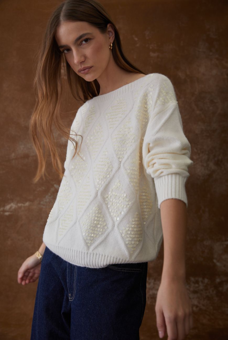 Sweater Confort Luna Con Lentejuelas