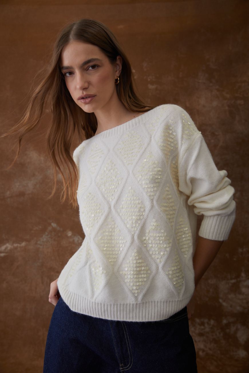Sweater Confort Luna Con Lentejuelas