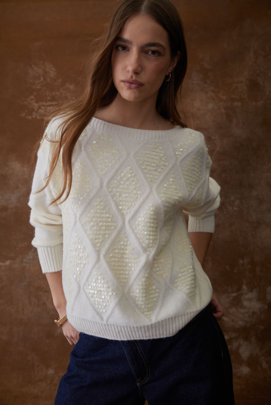 Sweater Confort Luna Con Lentejuelas
