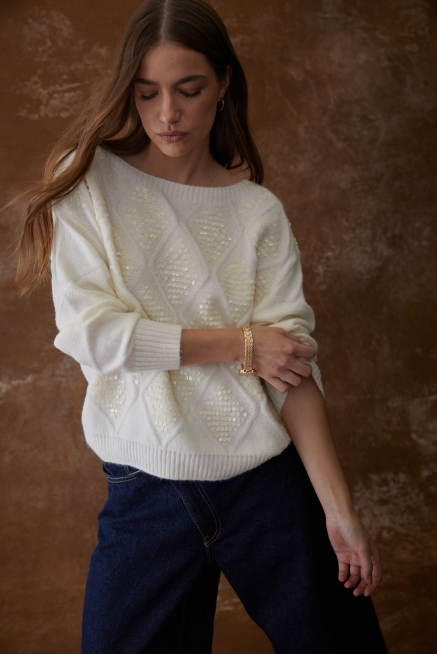 Sweater Confort Luna Con Lentejuelas