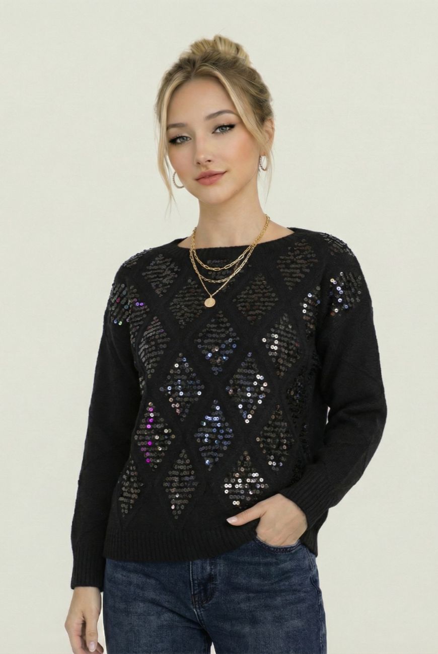 Sweater Confort Luna Con Lentejuelas